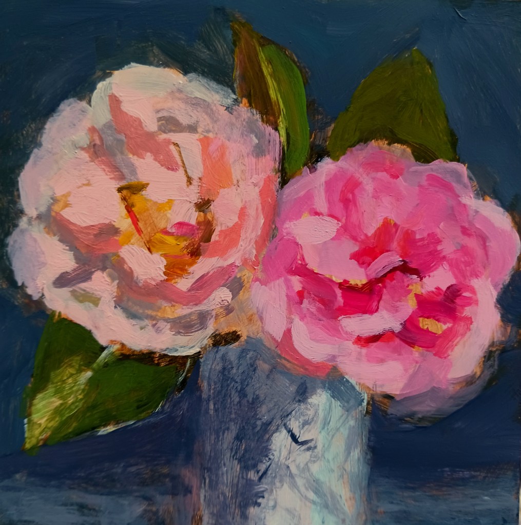 Camelia Duo, 5x5 inches, $85